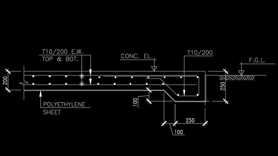 1200x200mm beam reinforcement hook cut detail drawing