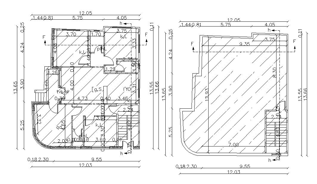 12.05 X 13.65 Meter Residential House Drawing AutoCAD File