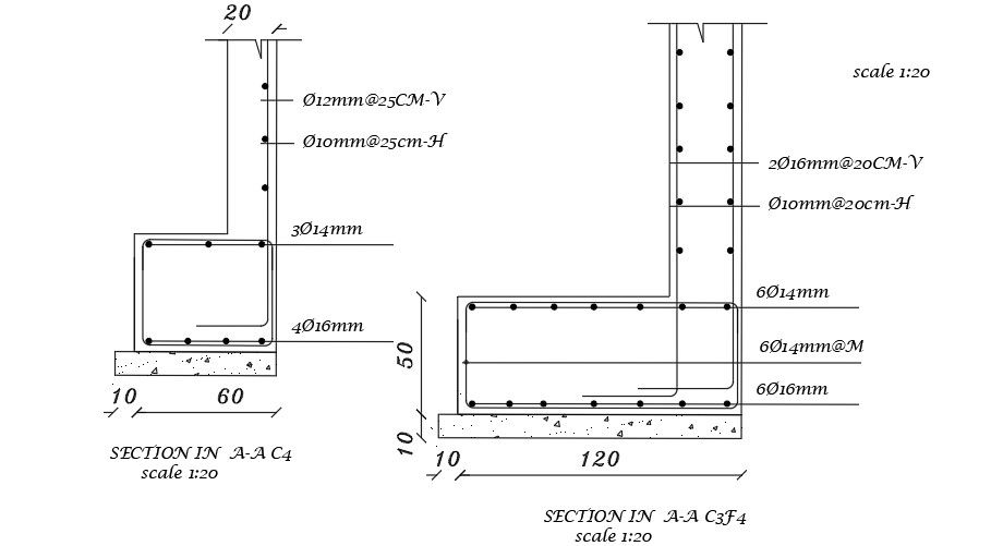 120x60 MM Column Section View AutoCAD File