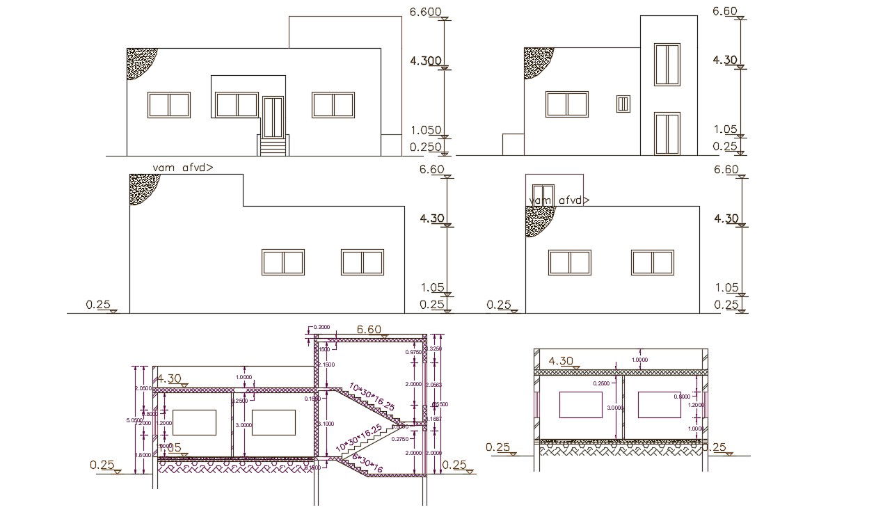 121 Square Yards House Building Design DWG File
