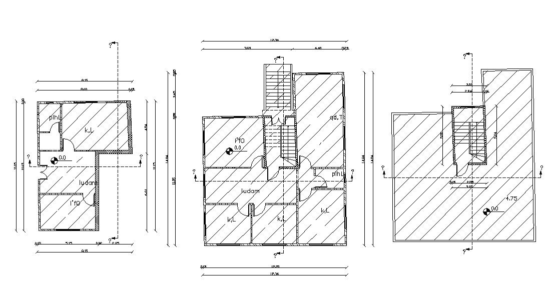 12.20 X 14.40 Meter Bungalow House Floor Plan DWG File