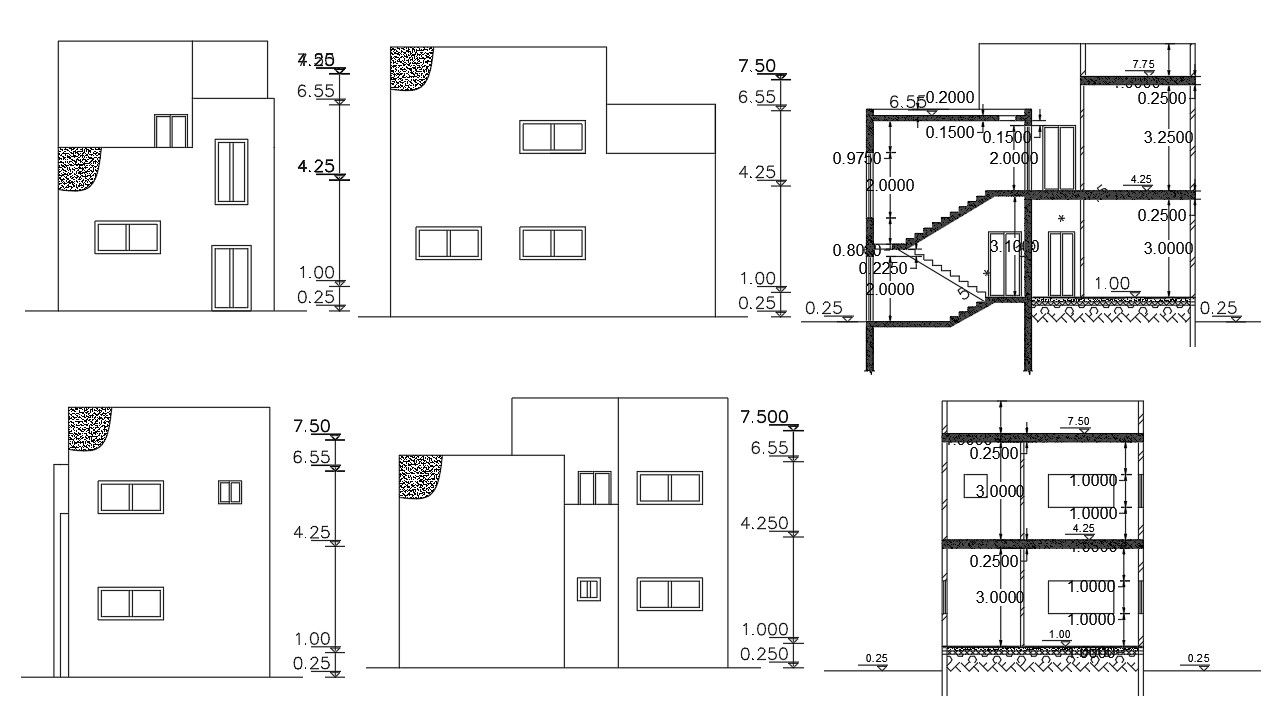 1280 Sq Ft House Building Design AutoCAD File