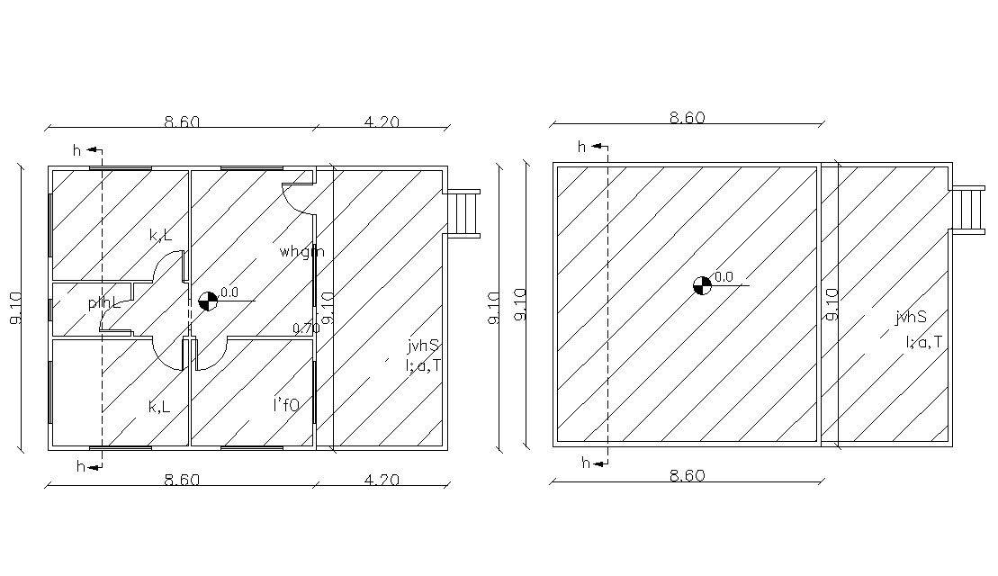 12.80 X 9.10 Meter Residential House Plan DWG File