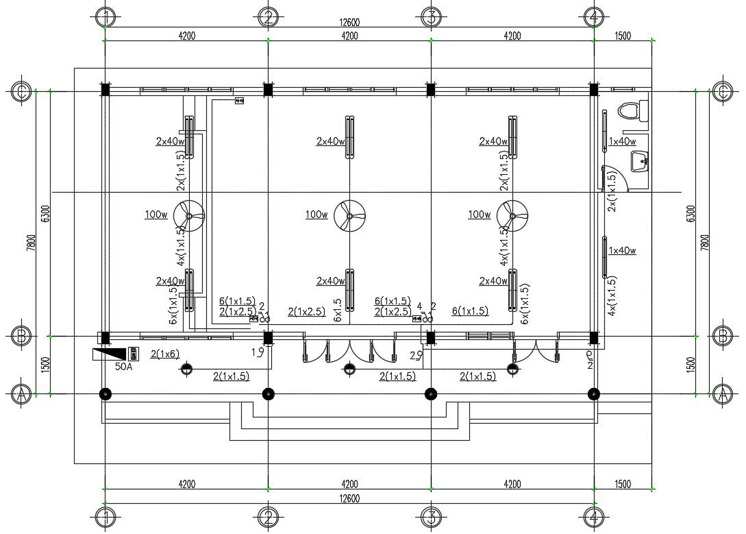 12X7 Meter House Electrical Layout plan AutoCAD Drawing DWG File