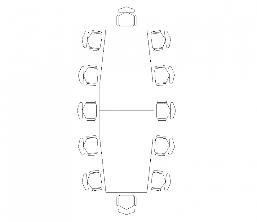 12 sheet dining table with conical shape design dwg file