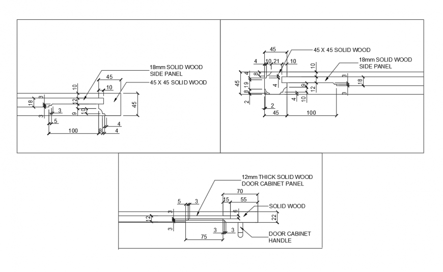 12mm thick solid wood  door cabinet panel detail the drawing file