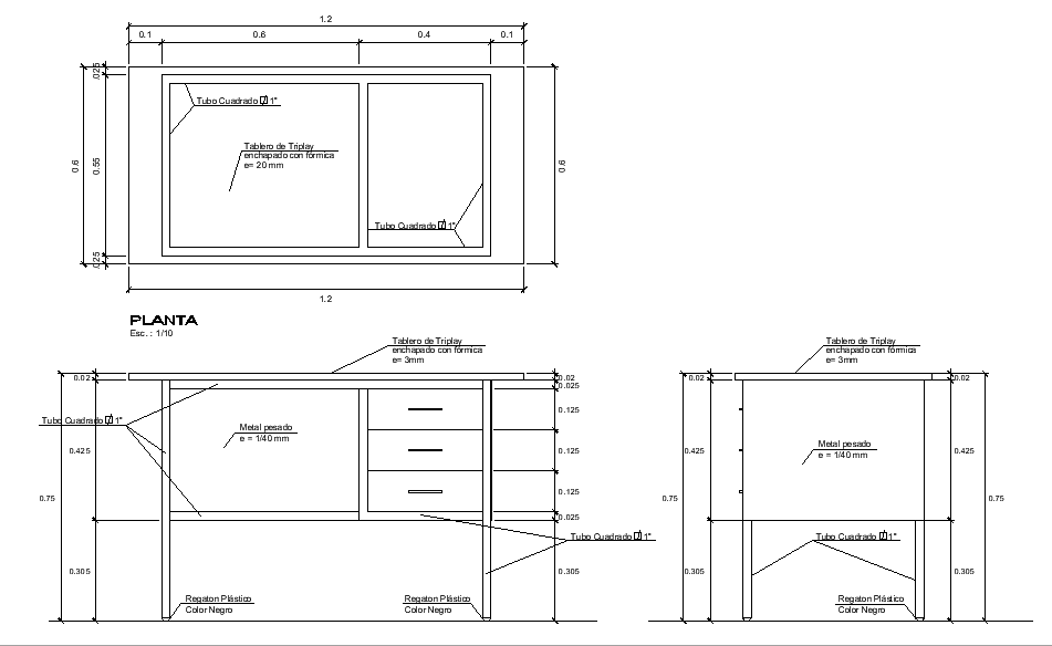 1.2x0.8 Meter Cabinet Layout DWG with Plan and Elevation