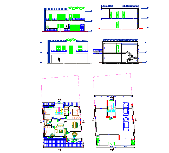 12x10 Meter 3BHK House Layout AutoCAD File