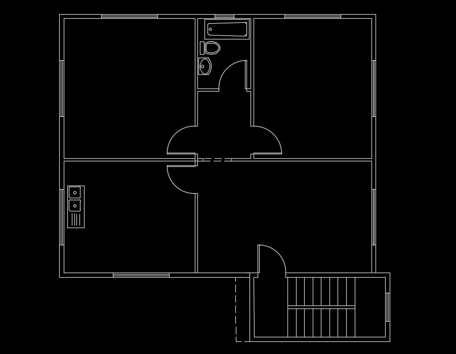 12x10m house plan of the kitchen & bathroom block AutoCAD drawing