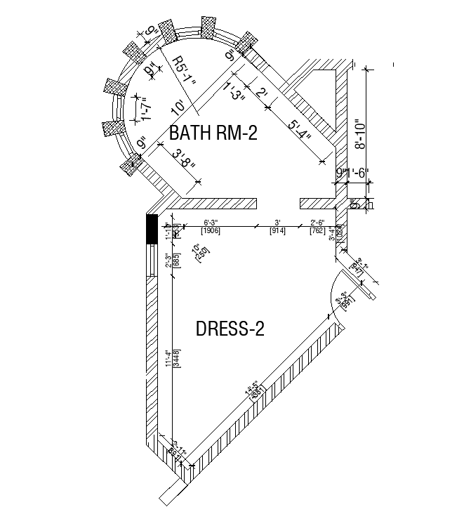 12’x12’ dressing room cum bathroom plan is given in this AutoCAD drawing file.Download now.