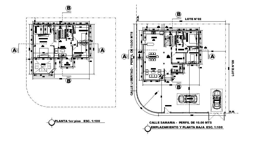 12x12m house plan is given in this Autocad drawing file. Download now.