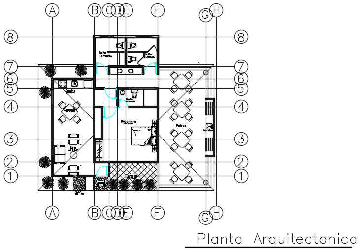 12x12m single floor bungalow plan cad drawing is given in file