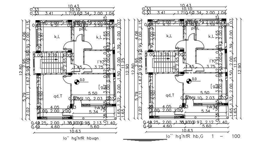 12x13 Meter Apartment First And Second Floor Plan AutoCAD Layout
