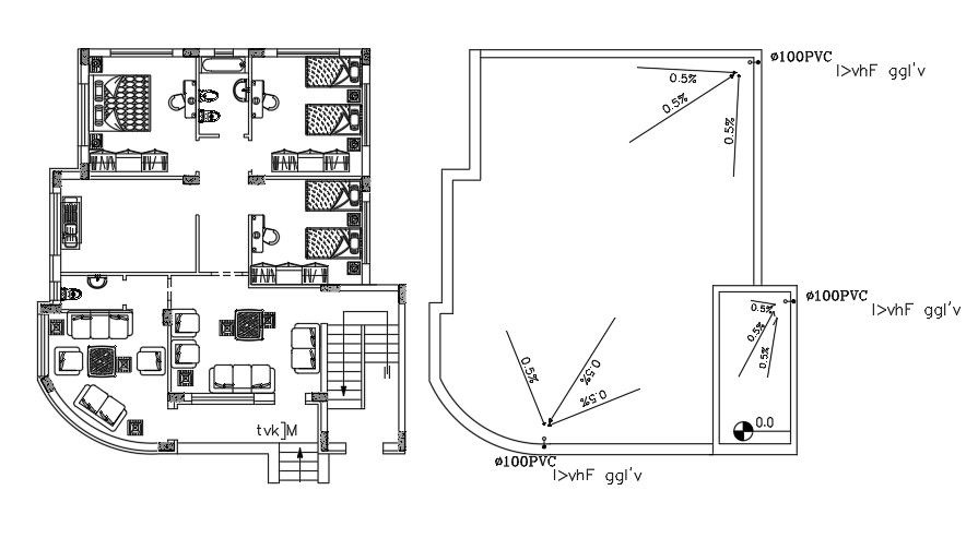 12x13 Meter House Furniture Layout Plan AutoCAD File