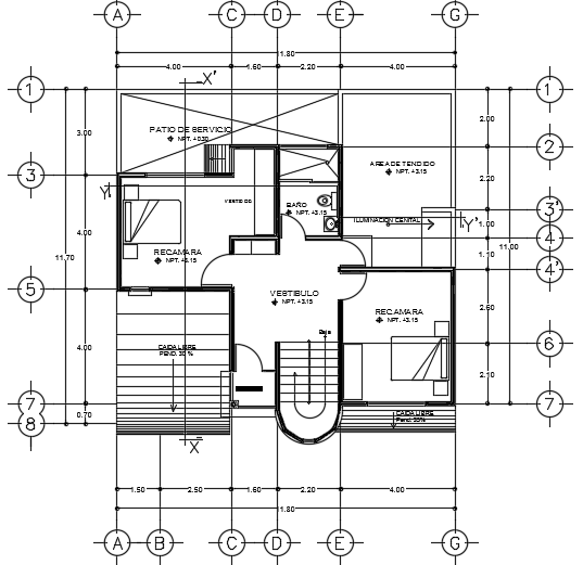 12x13m architecture 3bhk first floor house plan AutoCAD drawing is given