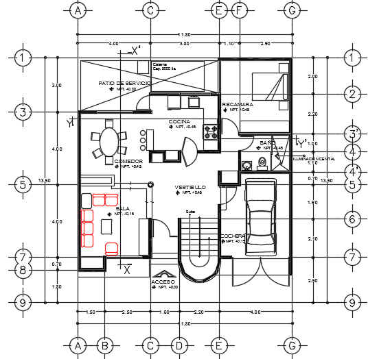 12x13m architecture 3bhk house plan AutoCAD drawing is given