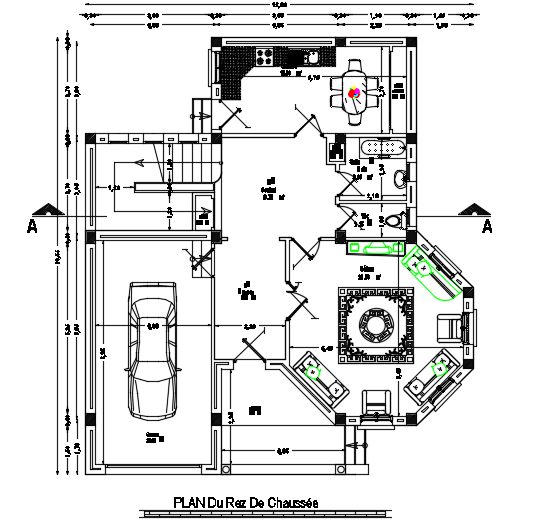 12x13m ground floor house plan AutoCAD model is given in this file