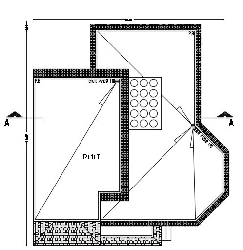 12x13m house plan ground floor pipe line layout 2D AutoCAD drawing