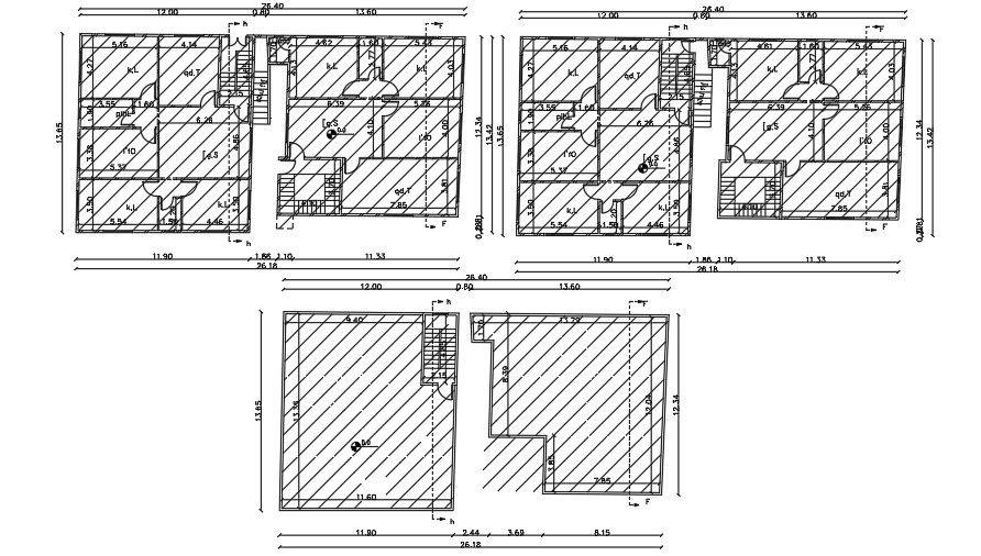 12x14 Meter House Floor Plan CAD DWG File