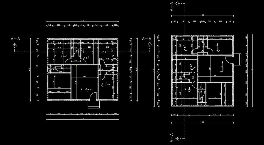 12x14m architecture house plan drawing is given in this AutoCAD file