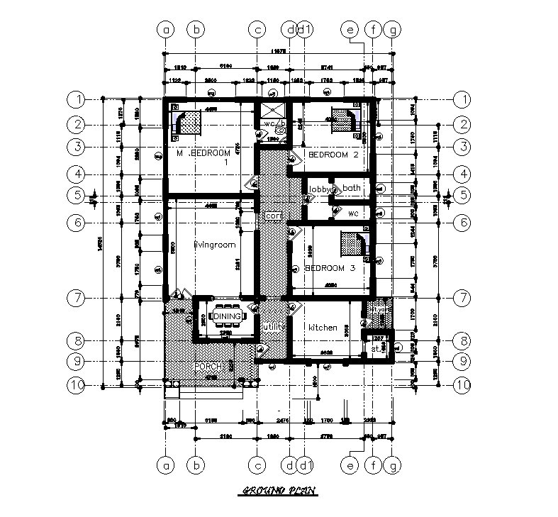 12x14m house plan is given in this Autocad drawing file.Download now.