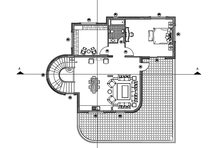 12x15m architecture second floor house plan cad 2d drawing is given