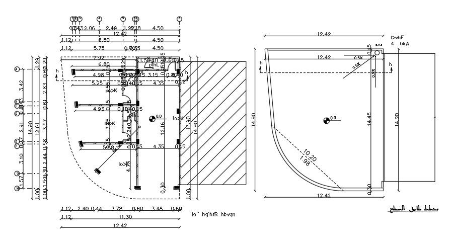 12x15m arch type commercial shop plan AutoCAD drawing