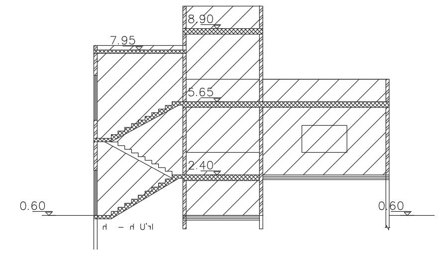 12x15m house building section view AutoCAD drawing