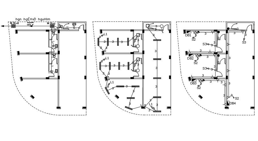 12x15m house plan of the electrical layout AutoCAD drawing