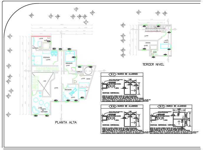 12x15m house plan second floor door plan CAD drawing