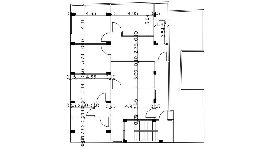 12x16 Meter 2 BHK Floor Plan AutoCAD File