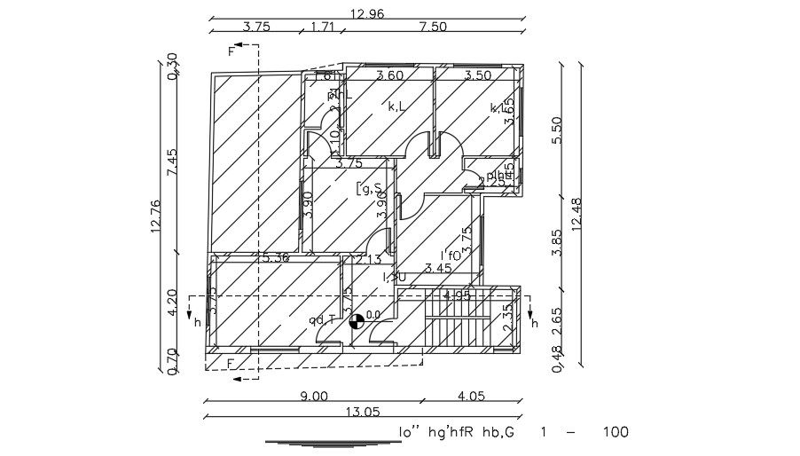 12x16 Meter 3 BHK House First Floor Plan AutoCAD File