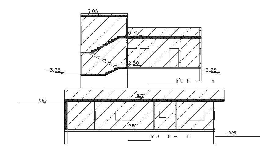 12x17m house building section view AutoCAD drawing