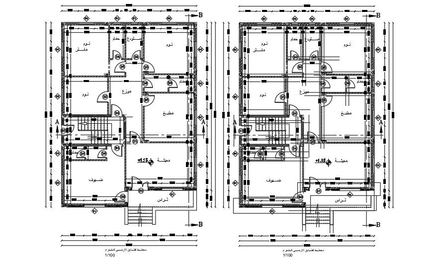 12x17m house plan door and window location drawing