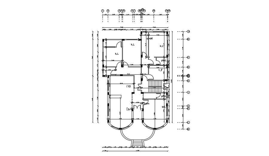12x19m first floor residential house plan AutoCAD drawing
