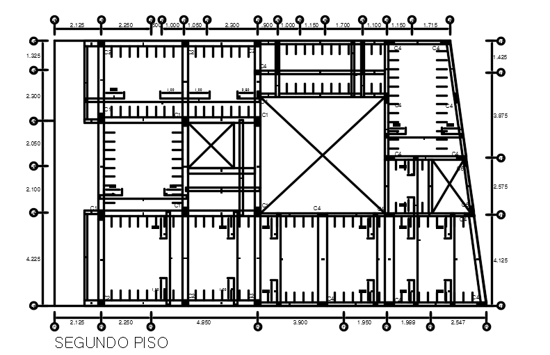 12x19m house plan first floor beam layout AutoCAD drawing