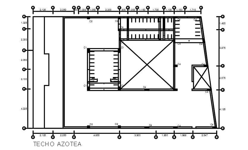12x19m third floor house plan beam layout 2D AutoCAD drawing