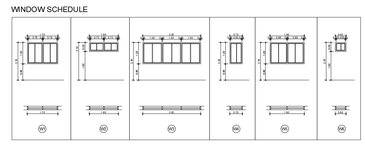 12x20m house building window schedule AutoCAD drawing