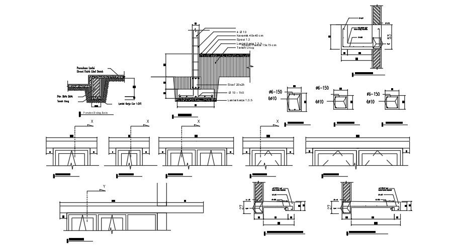 12x20m house plan column drawings are given in this AutoCAD model