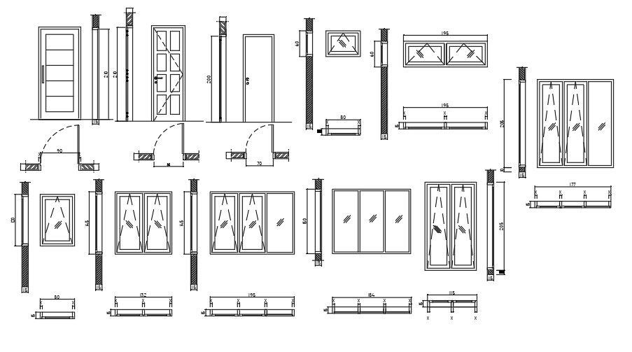 12x20m house plan door detail drawing is given in this CAD file