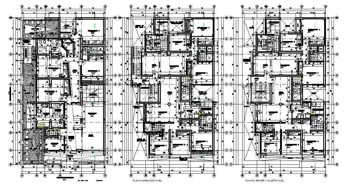12x21m multifamily residential apartment building plan is given in this 2D Autocad DWG drawing file. Download the Autocad file.