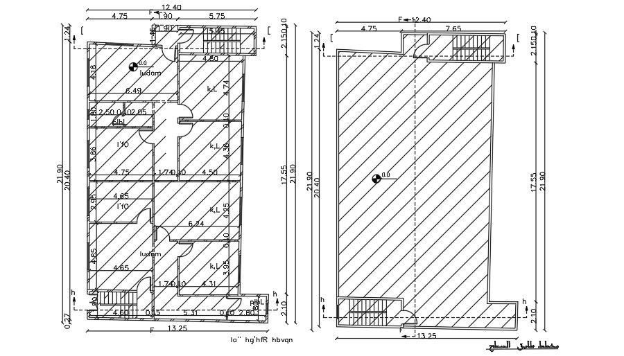 12x22m 2D AutoCAD house plan drawing download now
