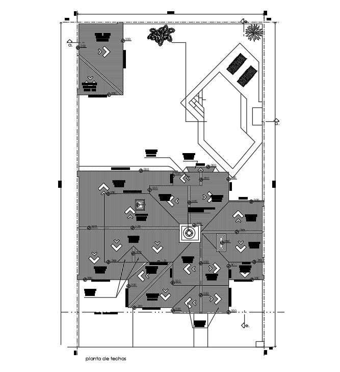 12x28m villa plan of roof is given in this Autocad drawing file.Download now.