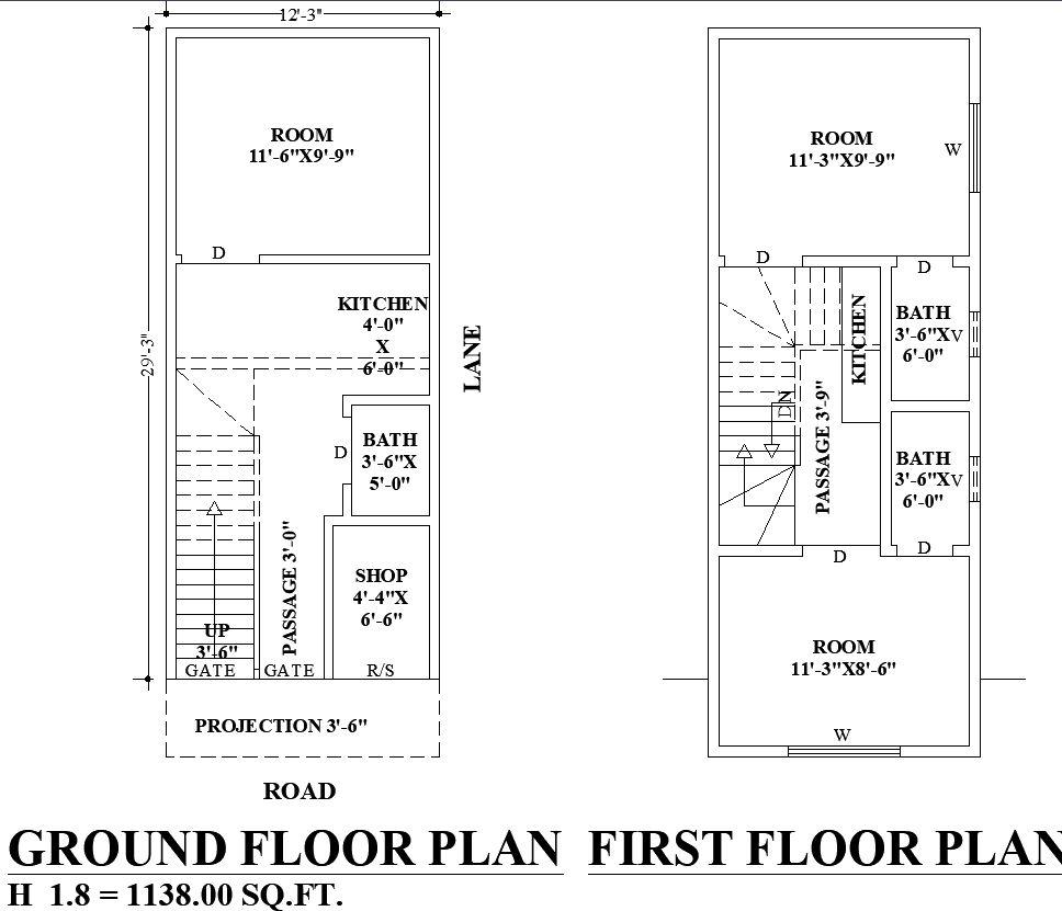 12x32 Compact House Plan with Shop DWG CAD in File