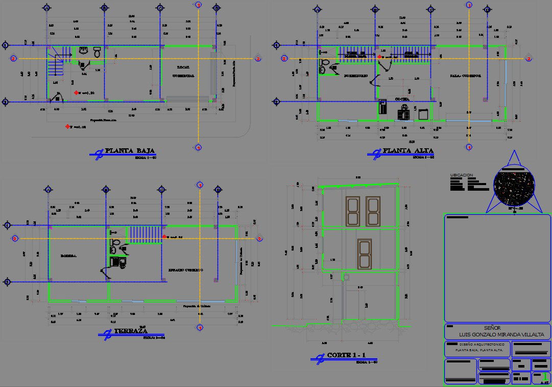 12x4m residential and commercial building AutoCAD drawing