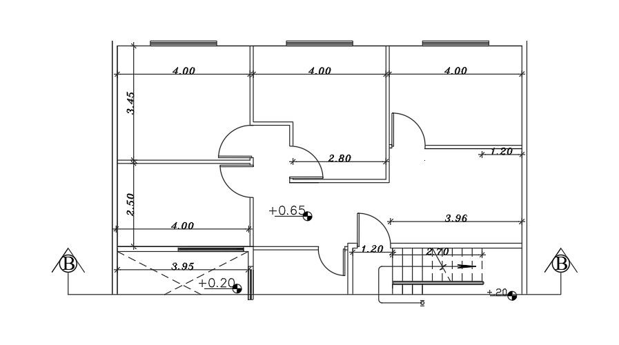 12x7m house plan 2D AutoCAD drawing download now