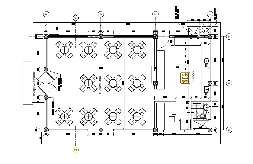 12x7m restaurant plan is given in this Autocad drawing file. Download now.