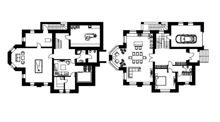 12x8 Meter 2 BHK House AutoCAD Plan Layout File