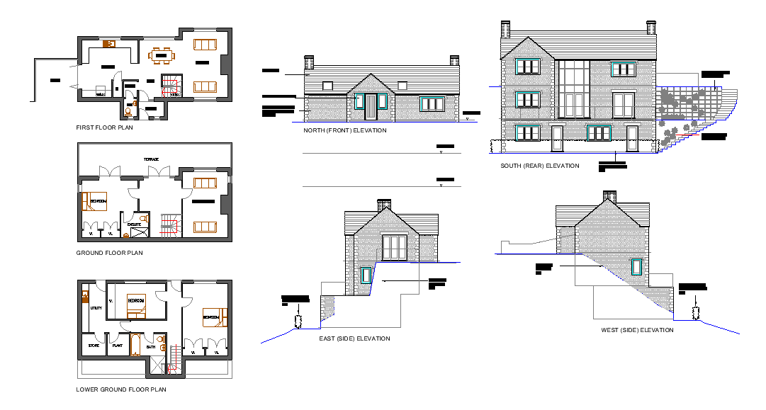 12x8 Meter 3 BHK AutoCAD DWG File