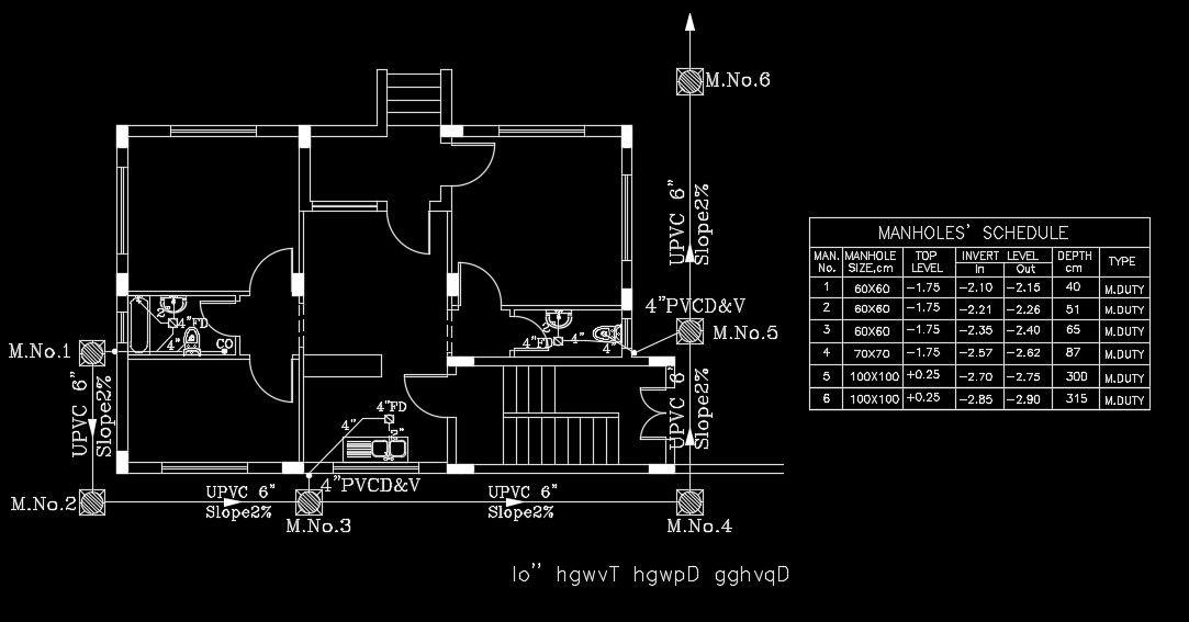 12x8m house plan of the manhole drawing download now